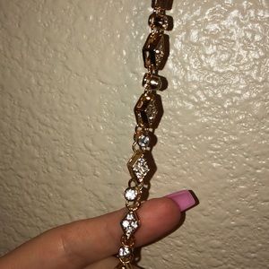 Gold, fake diamond chocker necklace